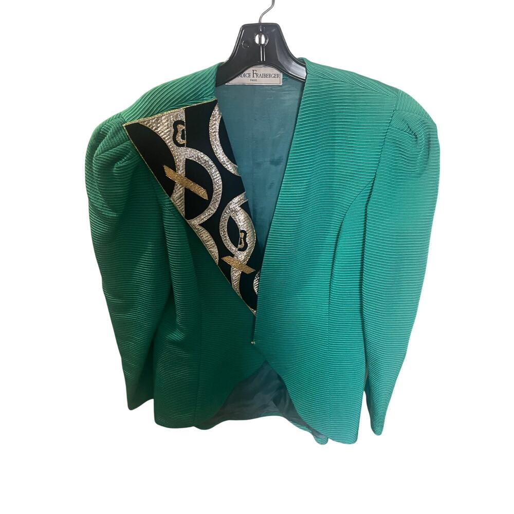 Vintage, Candace Fraiberger, Emerald Green Blazer with beaded embellishment FR38